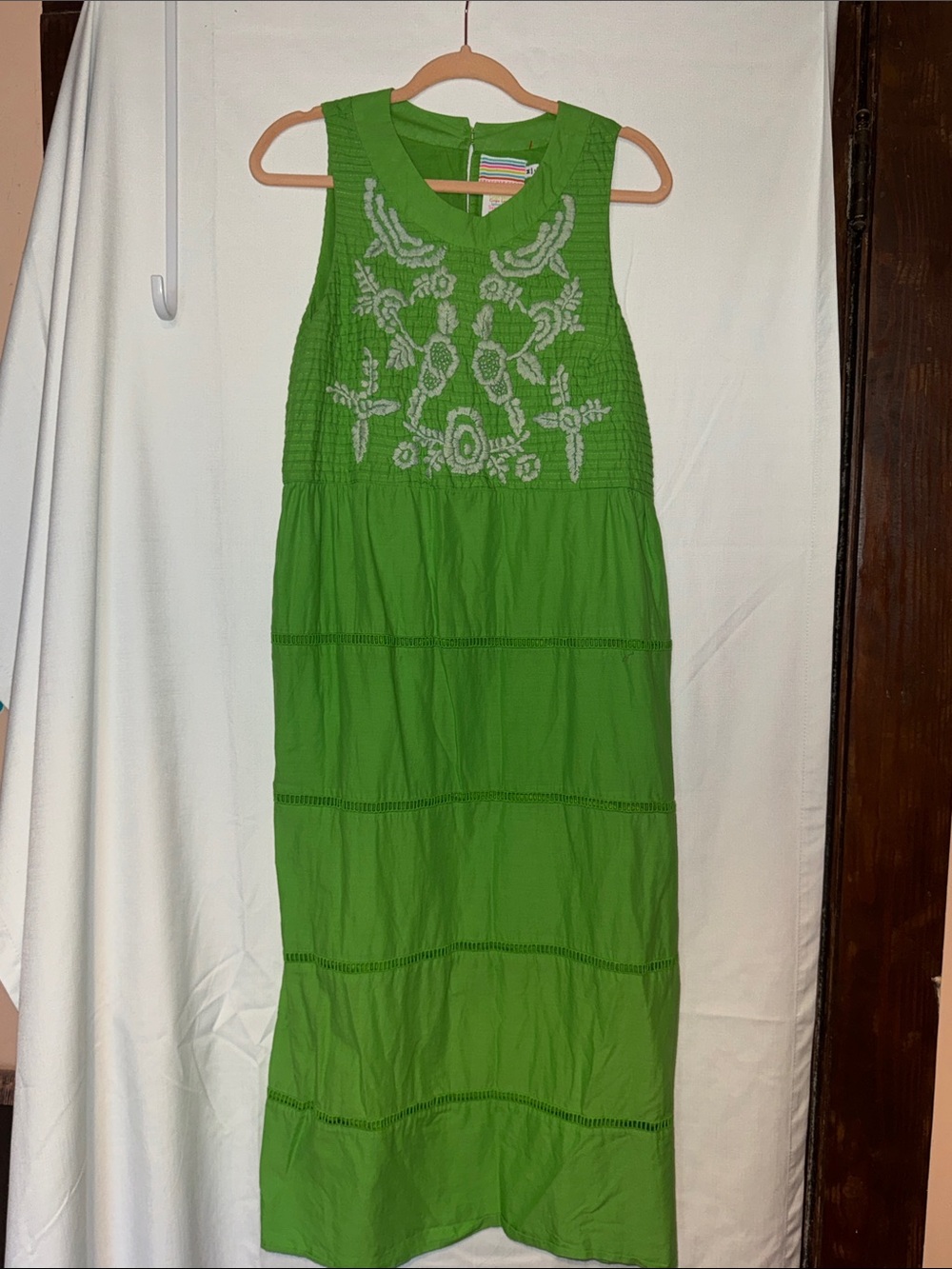 Gretchen Scott Designs Green Sleeveless Embroidered Maxi Dress
